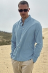 Solid Enea Allan Linen Hemd LS Chambray Blue