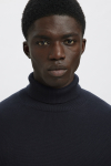 Selected Dane LS Structure Knit Roll Neck Sky Captain