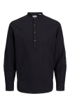 Jack & Jones Summer Half Placket Hemd LS Black
