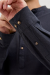 Jack & Jones Summer Half Placket Hemd LS Black