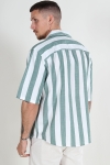 ONLY & SONS Tes Relax Slub Stripe SS Hemd Dark Forest