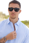Selected Regular Sun Linen Hemd SS Cashmere Blue / White