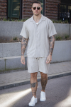 ONLY & SONS Tel Latham Linen Shorts Silver Lining
