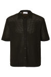 Selected Ginger SS Knit Relaxed Fit Polo Black