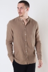 Kronstadt Johan Muslin Henley Hemd Sepia tint brown