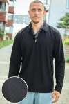Selected Relax Plisse Half Zip LS Polo Black