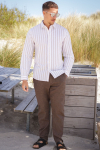 Selected Reg New Linen Hemd LS Kelp Stripe