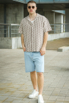 Jack & Jones Summer Luke Regular Fit Texture Resort Hemd SS Mocha Meringue