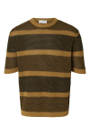 Selected Ginger SS Knit Relaxed Fit Stripe Tee Chipmunk