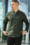 Clean Cut Copenhagen Oxford Stretch Plain L/S Army