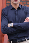 Only & Sons Miles LS Stretch Hemd Dark Navy