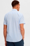 Selected SLHSLIMNEW-LINEN Hemd SS CLASSIC Cashmere Blue Stripes