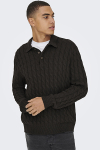 ONLY & SONS Kicker Cabel Polo Knit Demitasse