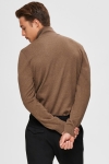 Selected BERG HALF ZIP CARDIGAN Teak Melange