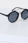 Fashion Round Club Sort/Sølv Sonnenbrille Grey Lens