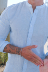ONLY & SONS Caiden LS Linen Mao Hemd Cashmere Blue