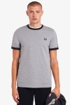 Fred Perry TAPED RINGER T-Hemd 291 Steel Marl