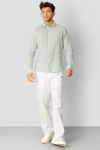 Clean Cut Copenhagen Jamie Cotton Linen Hemd LS Minty Green Melange