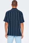 ONLY & SONS Trev Reg Structure Stripe SS Hemd Dark Navy