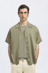 Selected Charlie Satin SS Relaxed Fit Resort Hemd Vetiver