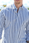 Selected Reg New Linen Hemd LS Sky Captain Stripe