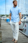 Kronstadt Johan Linen S/S Hemd Light Blue