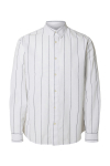Selected Slim Sun Linen Hemd LS White Wide Stripe