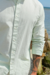 Selected Reg New Linen Hemd LS Vetiver