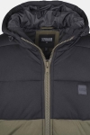 Urban Classics Hooded 2-Tone Puffer Jacke Dark Olive/Black