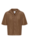 ONLY & SONS Novak Relax Resort SS Lace Hemd Sepia
