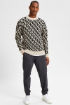 Selected SLHBENESS LS KNIT CREW NECK G Oatmeal Black