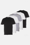 Denim Project T-Hemd 5-Pack Black/White/Light Grey Melange