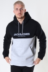 Jack & Jones JJEURBAN BLOCKING SWEAT HOOD NOOS Black White-Griffen Print/Regular Fit