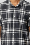 Clean Cut Copenhagen Bowling Checked Hemd SS Dark Navy W. Ecru