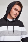 Uhrban Classics Chest Striped Hoody Black/ White/ Grey