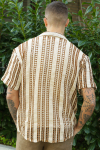 ONLY & SONS Dani Chrochet Resort SS Hemd Brown Stripe