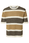 Selected Ginger SS Knit Relaxed Fit Stripe Tee Egret