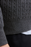 Jack & Jones Emil Knit Cable Crew Neck Dark Grey Melange