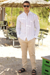 Selected Slim Sun Linen Hemd LS White Wide Stripe