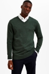 Selected BERG LS KNIT V-NECK Darkest Spruce Melange.