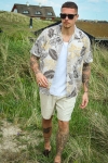 Selected Relax New Linen Hemd SS Resort Fog Leaves