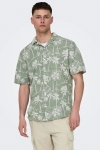 ONLY & SONS Caiden SS Regular Hawaii Linen Hemd Swamp