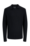 Jack & Jones Relaxed Fit Structered Knit Polo Black