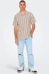 ONLY & SONS Trev Reg Structure Stripe SS Hemd Vintage Khaki