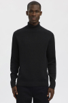 Selected Dane LS Structure Knit Roll Neck Black