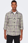 ONLY & SONS MILO OVR CHECK LS Hemd Purple Ash