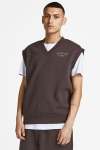 Jack & Jones JORTOBIAS SWEAT V-NECK VEST KA Seal Brown