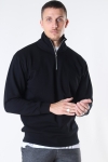 Basic Brand Quarter Zip Sweat Black