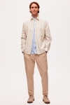 Selected Reg New Linen Hemd LS Kelp Stripe