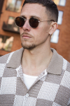 Jack & Jones Athletico Loose Fit Crochet Polo Hemd SS Desert Taupe